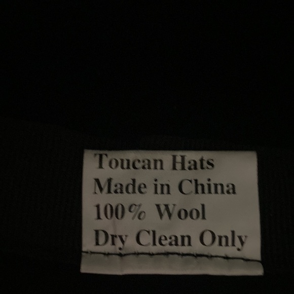 Black wool with leopard print band bucket hat - Picture 3 of 3